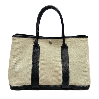 エルメス ガーデンパーティTPM アイボリー×黒 トワルアッシュ×レザー