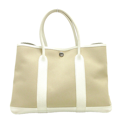 エルメス ガーデンパーティTPM ベージュ×白 トワルオフィシエ×レザー