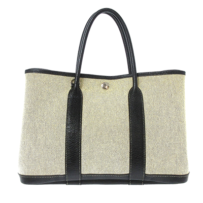 エルメス ガーデンパーティTPM アイボリー×黒 トワルアッシュ×レザー