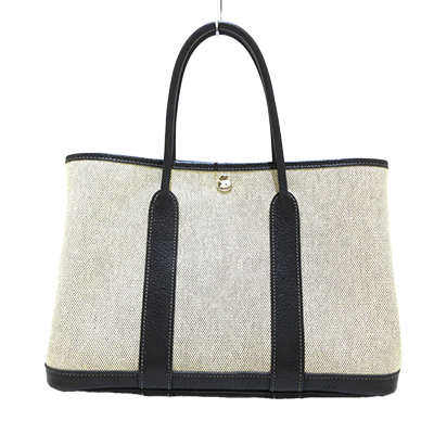 エルメス ガーデンパーティTPM アイボリー×黒 トワルアッシュ×ブッフル 型番：051550CK-89
