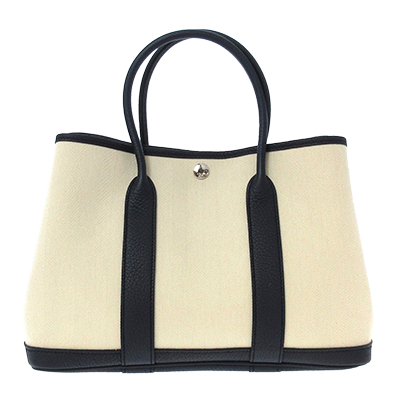 エルメス ガーデンパーティTPM 白×ネイビー トワルシェブロン×レザー