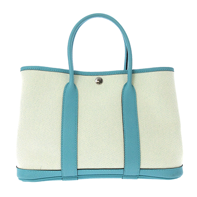 エルメス ガーデンパーティTPM ブルーアトール×アイボリー トワルアッシュ×レザー