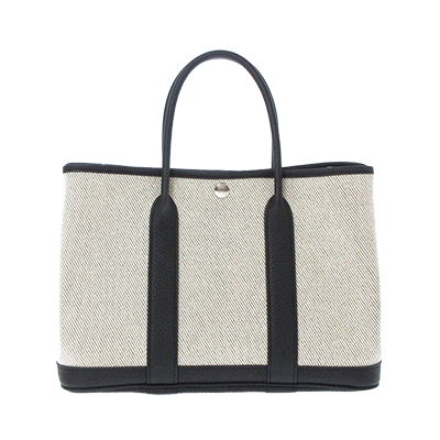 エルメス ガーデンパーティTPM アイボリー×黒 トワルアッシュ×レザー