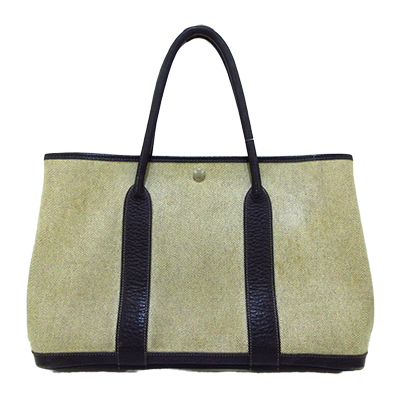 エルメス ガーデンパーティTPM 黒×ベージュ トワルアッシュ×レザー