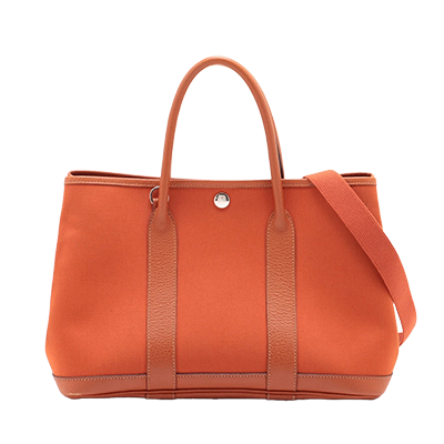 エルメス ガーデンパーティ30 TPM ブッフル×トワルオフィシエ オレンジ シルバー
