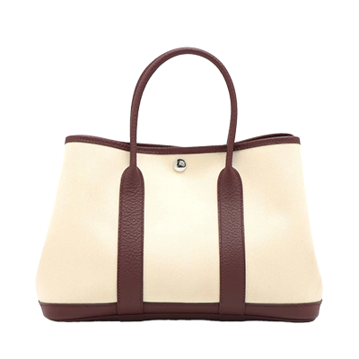 エルメス ガーデンパーティTPM トワルシェブロン ベージュ×ボルドー シルバー