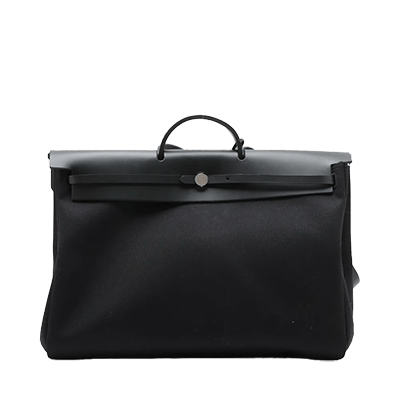 エルメス エールバッグジップGM トワルミリタリーxカーフレザー ブラック シルバー