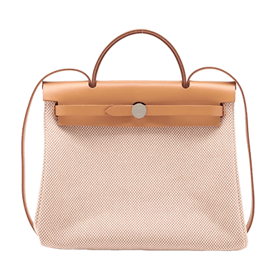 エルメス エールバッグジップPM トワルGM ベージュ シルバー