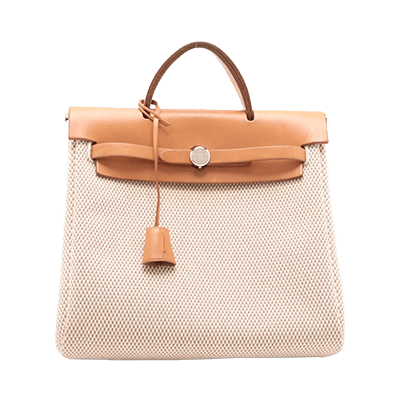 エルメス エールバッグアドPM トワルGMxカーフレザー ベージュ シルバー