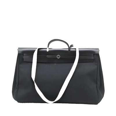 エルメス エールバッグジップGM トワルオフィシエxカーフレザー ブラック シルバー