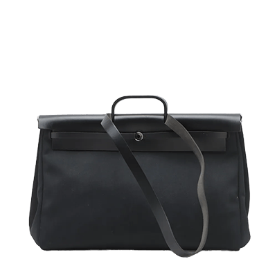 エルメス エールバッグジップGM トワルオフィシエxカーフレザー ブラック シルバー