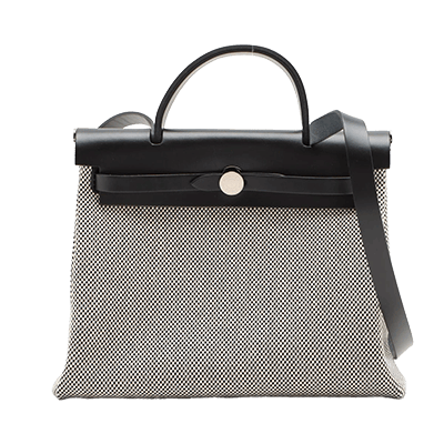 エルメス エールバッグ ジップ 31 ルトゥルネ トワルGM×カーフレザー ブラック シルバー