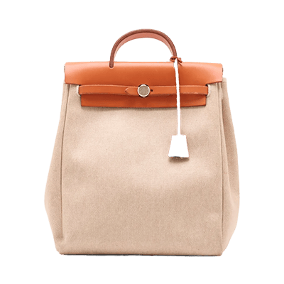 エルメス エールバッグアドPM トワルアッシュxレザー ベージュ シルバー