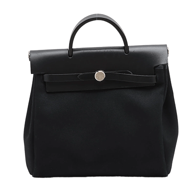 エルメス エールバッグアドPM トワルオフィシエ×カーフレザー ブラック シルバー