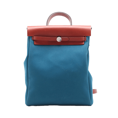 エルメス エールバッグ ジップ アドPM トワルオフィシエ×カーフレザー ブルー シルバー