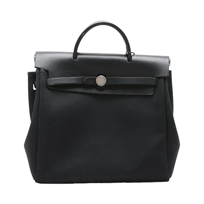 エルメス エールバッグアドPM トワルオフィシエ×カーフレザー ブラック シルバー