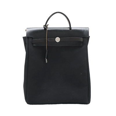 エルメス エールバッグアドPM トワルオフィシエ×カーフレザー ブラック シルバー