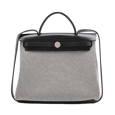 エルメス エールバッグジップPM トワルGMxレザー ブラック シルバー