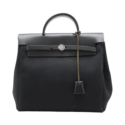 エルメス エールバッグアドPM トワルオフィシエ×カーフレザー ブラック シルバー