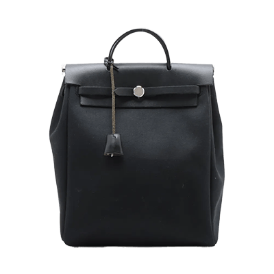 エルメス エールバッグアドPM トワルオフィシエ×カーフレザー ブラック シルバー