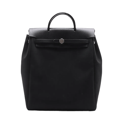 エルメス エールバッグアドPM トワルオフィシエxレザー ブラック シルバー