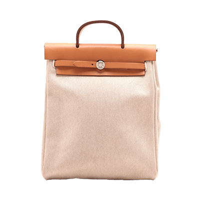 エルメス エールバッグアドPM トワルアッシュ×レザー ベージュ シルバー