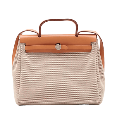 エルメス エールバッグPM トワルGMxカーフレザー ベージュ シルバー