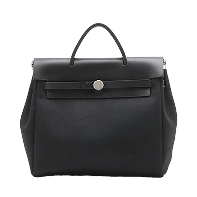 エルメス エールバッグアドPM トワルオフィシエ×カーフレザー ブラック シルバー