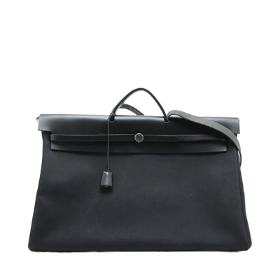 エルメス エールバッグGM トワルオフィシエ×カーフレザー ブラック シルバー