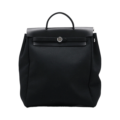 エルメス エールバッグアドMM トワルオフィシエ×カーフレザー ブラック シルバー