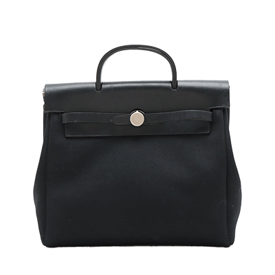 エルメス エールバッグアドPM トワルアッシュ×レザー ブラック シルバー