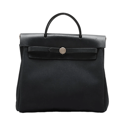 エルメス エールバッグアドPM トワルオフィシエ×カーフレザー ブラック シルバー