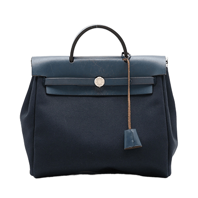 エルメス エールバッグアドPM トワルオフィシエ×カーフレザー ネイビー シルバー