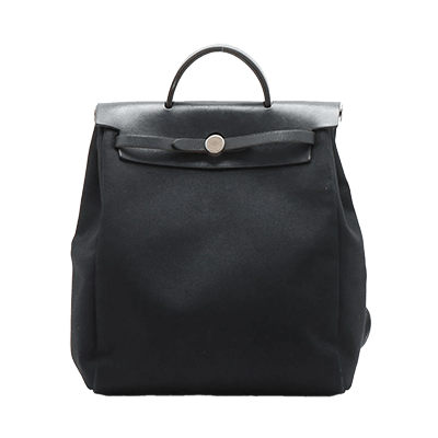 エルメス エールバッグアドPM トワルオフィシエ×カーフレザー ブラック シルバー