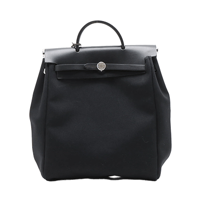 エルメス エールバッグアドPM トワルオフィシエ×カーフレザー ブラック シルバー