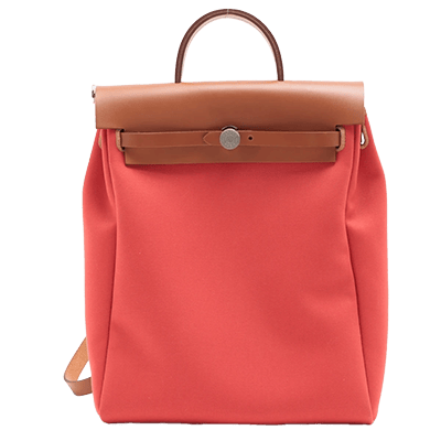 エルメス エールバッグアド トワルオフィシエ×カーフレザー ベージュ×レッド シルバー