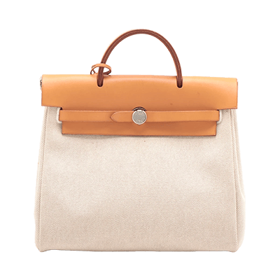 エルメス エールバッグアドPM トワルアッシュ×レザー ベージュ シルバー