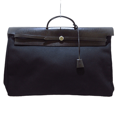 エルメス エールバッグGM 黒 トワルオフィシエ×ボックスカーフ