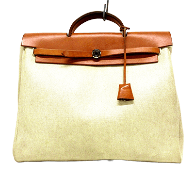 エルメス エールバッグGM ブラウン×アイボリー トワルアッシュ×ボックスカーフ