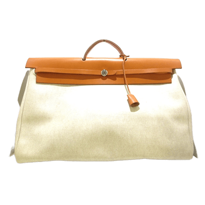 エルメス エールバッグGM アイボリー×ブラウン トワルアッシュ×ボックスカーフ