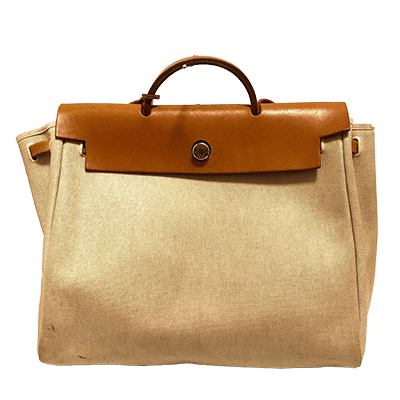 エルメス エールバッグGM アイボリー×ブラウン トワルアッシュ×ボックスカーフ