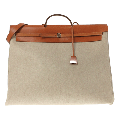 エルメス エールバッグGM ベージュ×ライトブラウン トワルアッシュ×ボックスカーフ