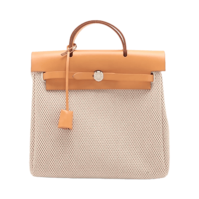 エルメス エールバッグアドPM トワルGMxレザー ベージュ シルバー