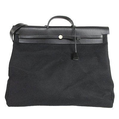 エルメス エールバッグGM 黒 トワルオフィシエ×ボックスカーフ