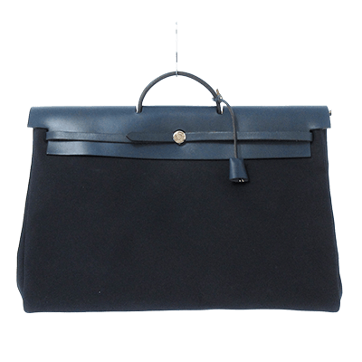 エルメス エールバッグGM ダークネイビー×ブルー トワルオフィシエ×ボックスカーフ