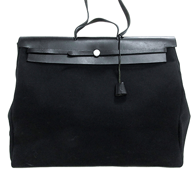 エルメス エールバッグGM 黒 トワルオフィシエ×ボックスカーフ