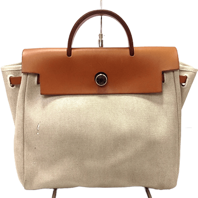 エルメス エールバッグアド アイボリー×ブラウン トワルオフィシエ×トワルアッシュ