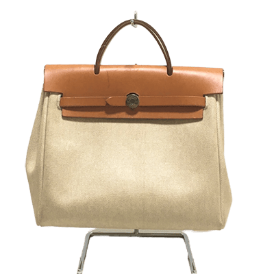 エルメス エールバッグアド アイボリー×ブラウン トワルアッシュ×ボックスカーフ