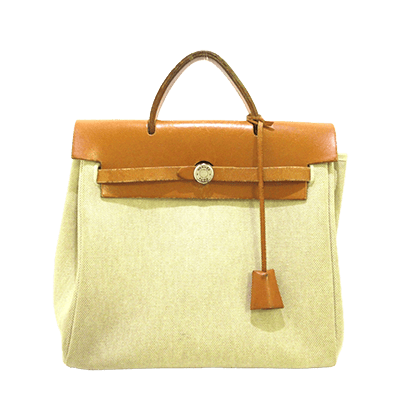 エルメス エールバッグアド アイボリー×ブラウン トワルアッシュ×ボックスカーフ