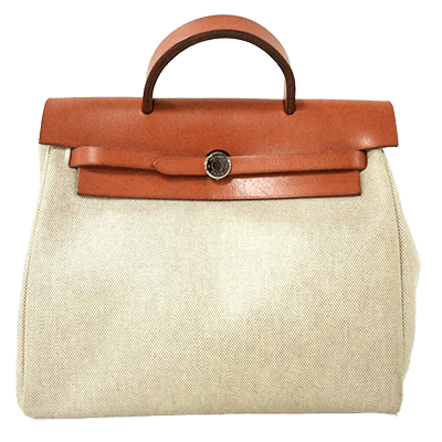 エルメス エールバッグアド アイボリー×ブラウン トワルオフィシエ×ボックスカーフ